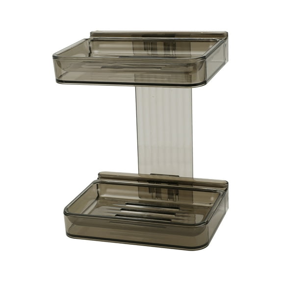 Unique Bargains 1 Pc Waterproof Soap Holder Wall Mounted Gray Soap Holder for Bathroom 5.31"x4.13"x7.09"