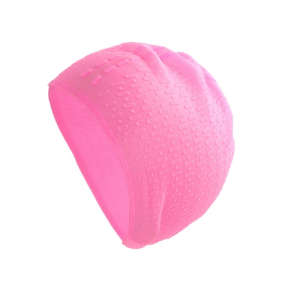Unique Bargains 1 Pc Waterproof Stripe Pattern Swimming Cap Pink