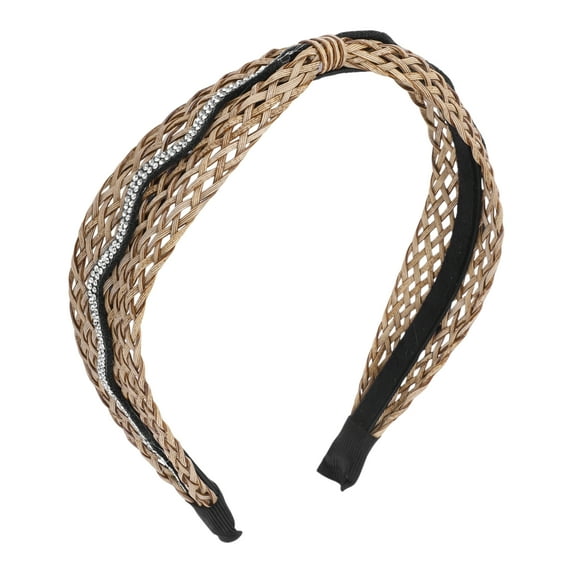 Unique Bargains 1 Pc Wave Rhinestone Headbands for Women Coffee Color