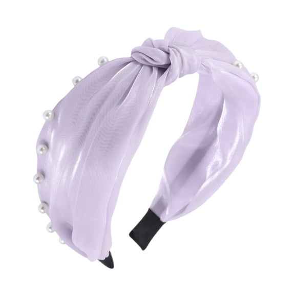 Unique Bargains 1 Pc Wide Faux Pearls Headbands for Women Purple