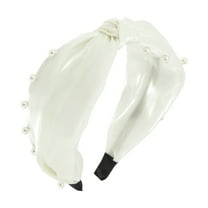 Unique Bargains 1 Pc Wide Faux Pearls Headbands for Women White
