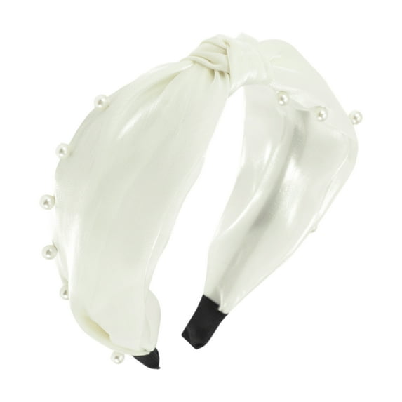 Unique Bargains 1 Pc Wide Faux Pearls Headbands for Women White