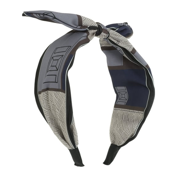 Unique Bargains 1 Pc Wide Tie Bow Geometric Headbands for Women Navy Blue