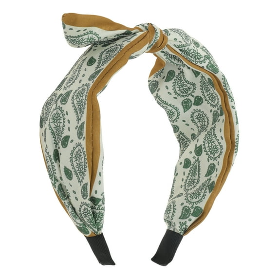 Unique Bargains 1 Pc Wide Tie Paisley Bow Headbands for Women Army Green