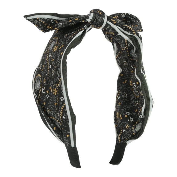 Unique Bargains 1 Pc Wide Tie Paisley Bow Headbands for Women Black