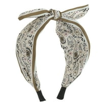 Unique Bargains 1 Pc Wide Tie Paisley Bow Headbands for Women Khaki