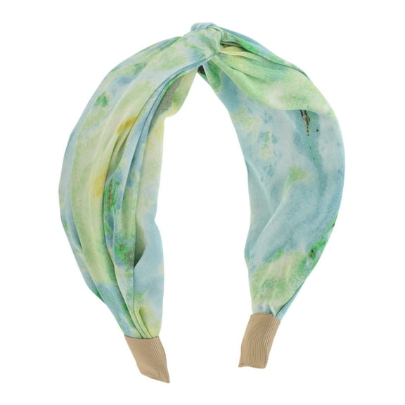 Unique Bargains 1 Pc Wide Tie Printed Headbands for Women Green Blue