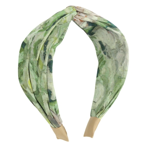 Unique Bargains 1 Pc Wide Tie Printed Headbands for Women Green
