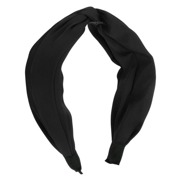 Unique Bargains 1 Pc Wide Tie Solid Color Headbands for Women Black