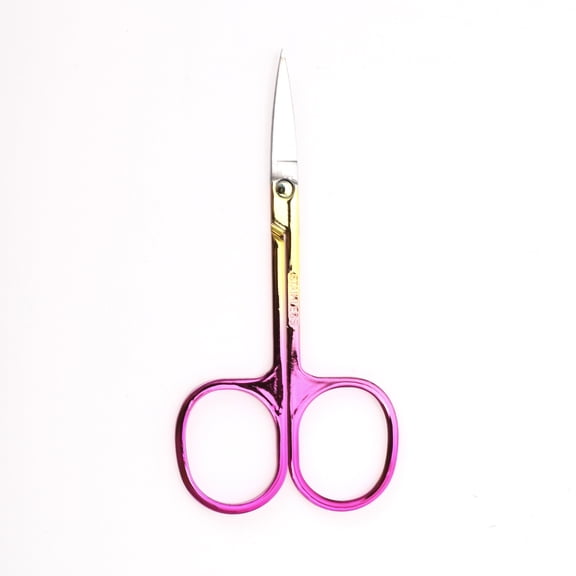 Unique Bargains 1 Pc Women 2.0A Scissors Eyebrow Trimmer Scissors For Beauty Parlor Stainless Steel Gold Tone, Pink