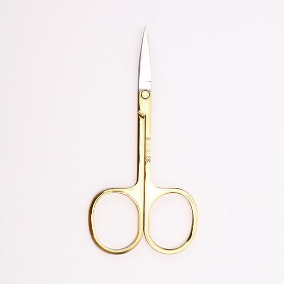 Unique Bargains 1 Pc Women 2.0A Scissors Eyebrow Trimmer Scissors For Beauty Parlor Stainless Steel Gold Tone
