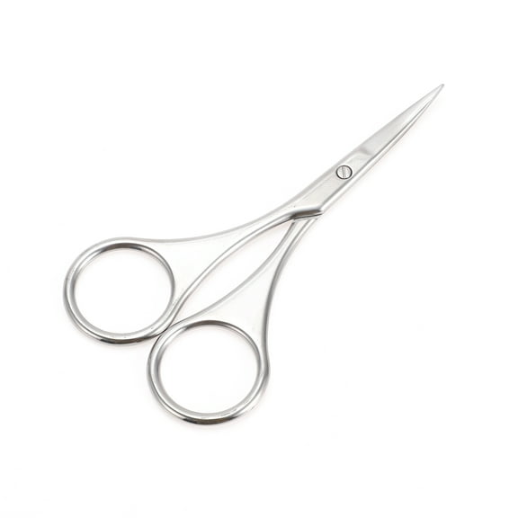 Unique Bargains 1 Pc Women Bend Scissors Eyebrow Trimmer Scissors For Beauty Parlor Silver Tone Stainless Steel