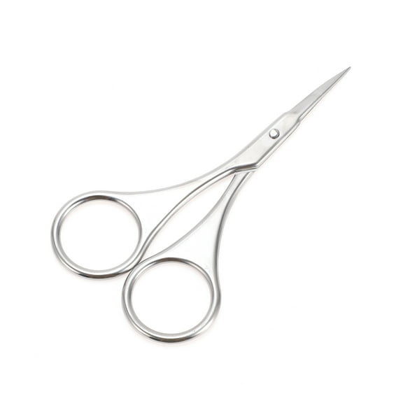 Unique Bargains 1 Pc Women C Scissors Eyebrow Trimmer Scissors For Bathroom Silver Tone Stainless Steel