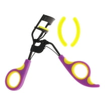 Unique Bargains 1 Pc Women Double Color Handle Eyelash Curler for Business Travel Carbon Steel PS Yellow  Purple
