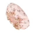 thumbnail image 1 of Unique Bargains 1 Pc Women Double Layer Bow Pattern Shower Cap Pink, 1 of 5