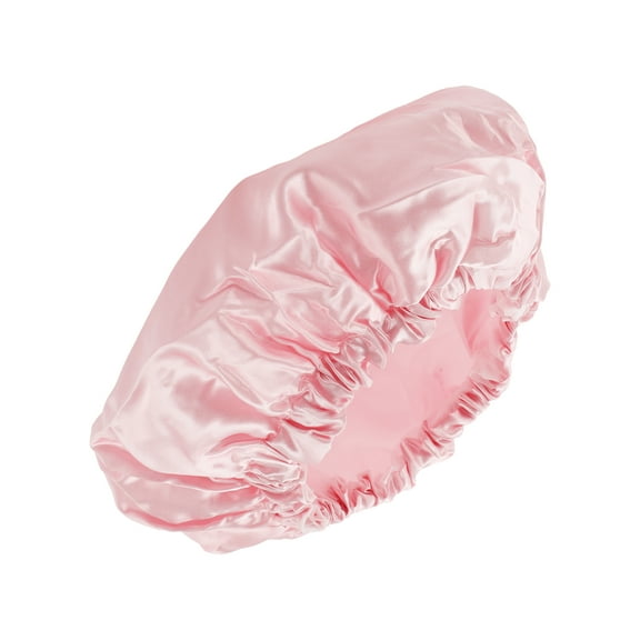 Unique Bargains 1 Pc Women Double Layer Shower Cap Hair Cap for Bathroom Vacation Travel Dark Pink