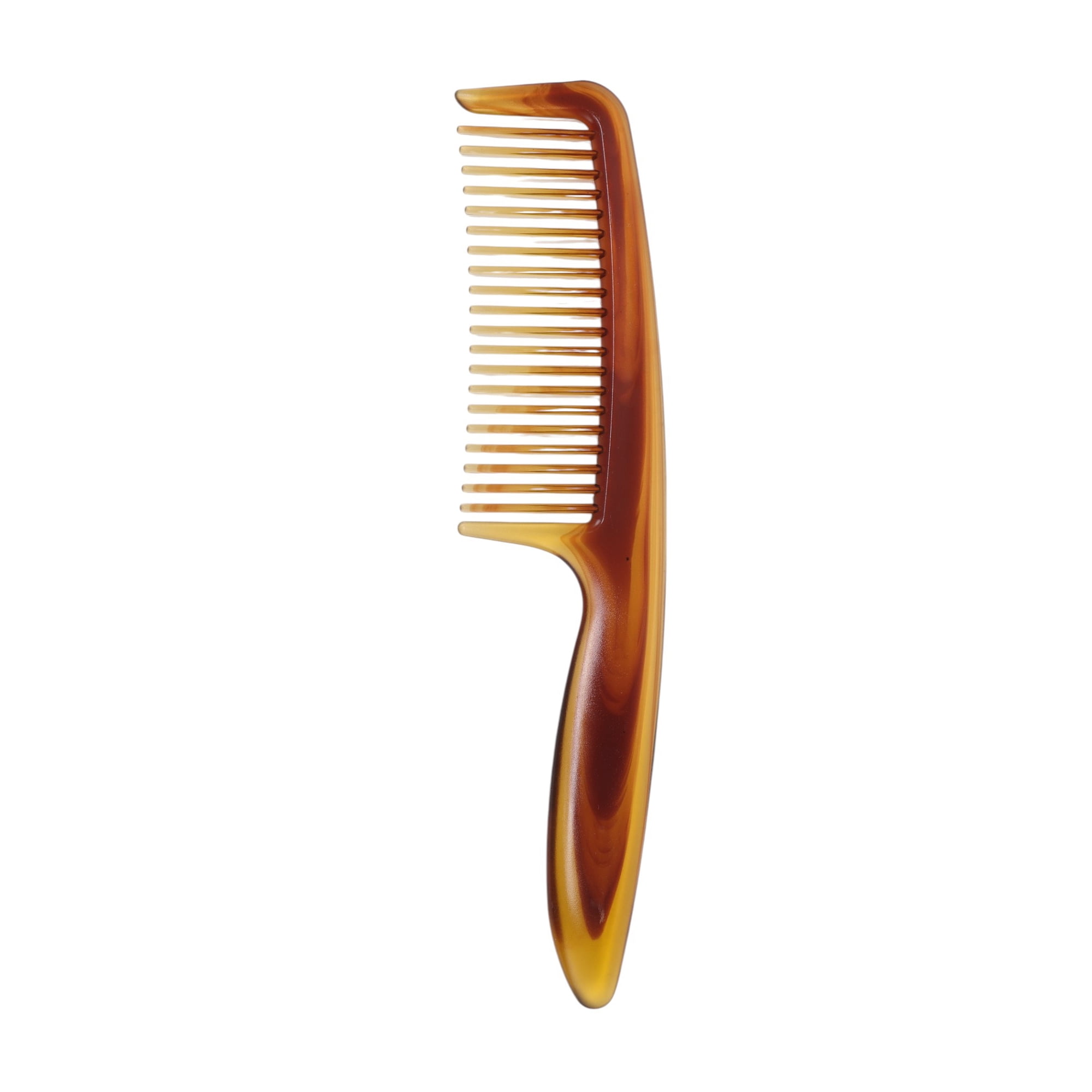 Unique Bargains 1 Pc Women Durable Two-Color Handle Flat Comb for Curly Hair Amber