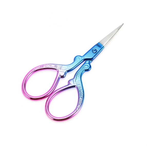 Unique Bargains 1 Pc Women Embossed Scissors Eyebrow Trimmer Scissors For Bedroom Stainless Steel Blue, Pink