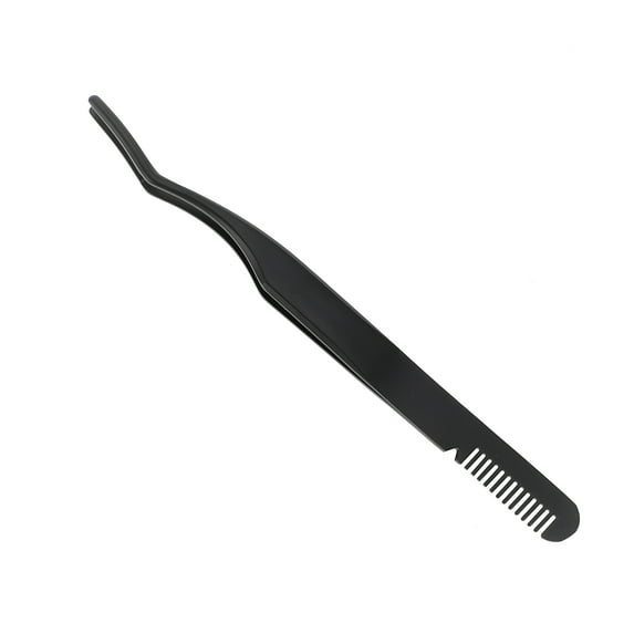 Unique Bargains 1 Pc Women Eyelash Extension Tweezers for Beauty Parlor Black Stainless Steel