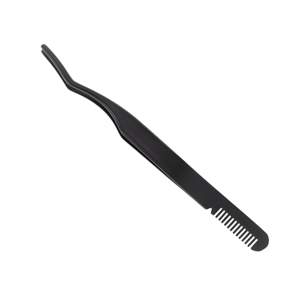 Unique Bargains 1 Pc Women Eyelash Extension Tweezers for Beauty Parlor Black Stainless Steel