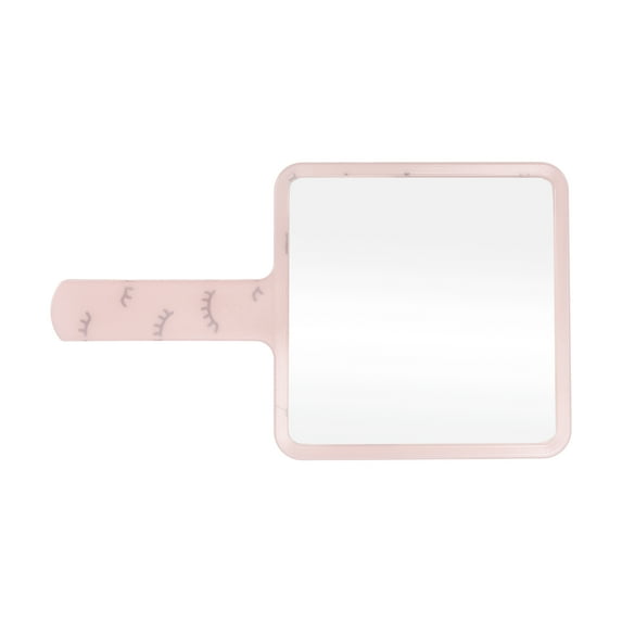 Unique Bargains 1 Pc Women Eyelash Pattern Square Handheld Mirror for Travel Translucent Pink Plastic Aluminum Mirror