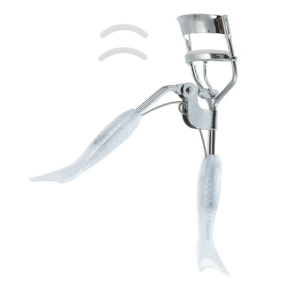Unique Bargains 1 Pc Women Fishtail Handle Eyelash Curler for Beauty Parlor Business Travel Clear White Carbon Steel