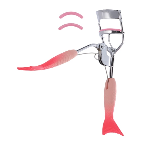 Unique Bargains 1 Pc Women Fishtail Handle Eyelash Curler for Beauty Parlor Business Travel Pink Rose Red Carbon Steel