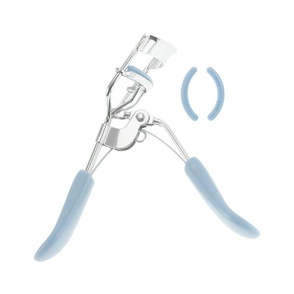 Unique Bargains 1 Pc Women Flat Handle Eyelash Curler for Business Travel Light Carbon Steel PS Light Blue