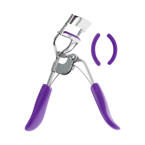 Unique Bargains 1 Pc Women Flat Handle Eyelash Curler for Business Travel Light Carbon Steel PS Purple