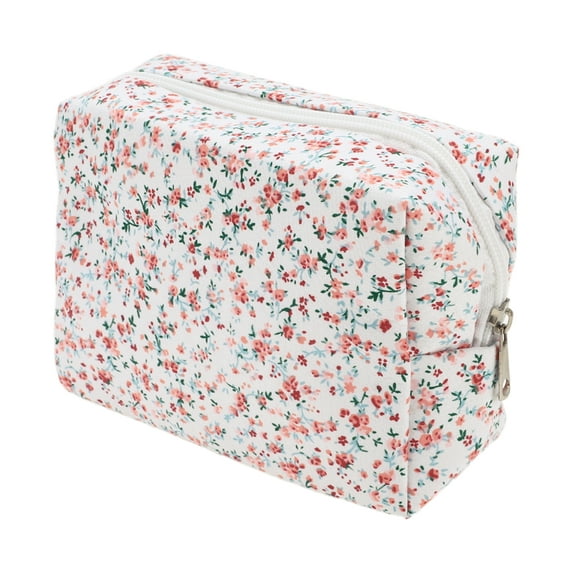 Unique Bargains 1 Pc Women Floral Octagonal Travel Cosmetic Bag for Business Travel Orange Polyester