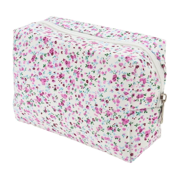 Unique Bargains 1 Pc Women Floral Octagonal Travel Cosmetic Bag for Business Travel Rose Red Polyester
