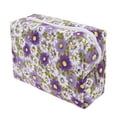 thumbnail image 1 of Unique Bargains 1 Pc Women Flower Octagonal Travel Cosmetic Bag for Business Travel Purple Green Polyester, 1 of 2