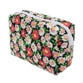 thumbnail image 1 of Unique Bargains 1 Pc Women Flower Octagonal Travel Cosmetic Bag for Vacation Business Black Red Polyester, 1 of 2