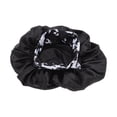 thumbnail image 1 of Unique Bargains 1 Pc Women Flowered Shower Cap for Bathroom Hotel Black Satin, Milk Silk, 1 of 5