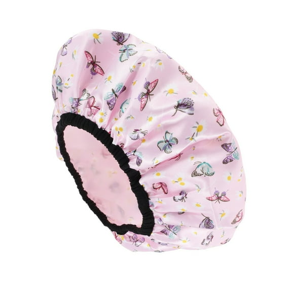 Unique Bargains 1 Pc Women Fluttering Butterfly Bath Cap for Bathroom Business Travel Purple