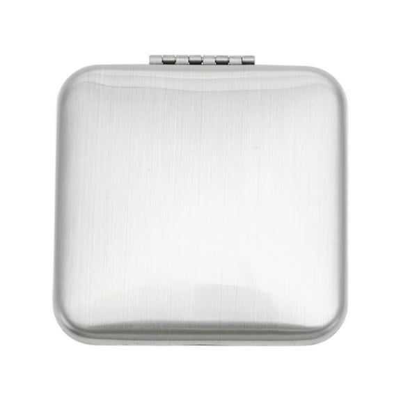 Unique Bargains 1 Pc Women Large Square Folding Makeup Mirror for Travel Bright Silver Tone Stainless Steel Glass