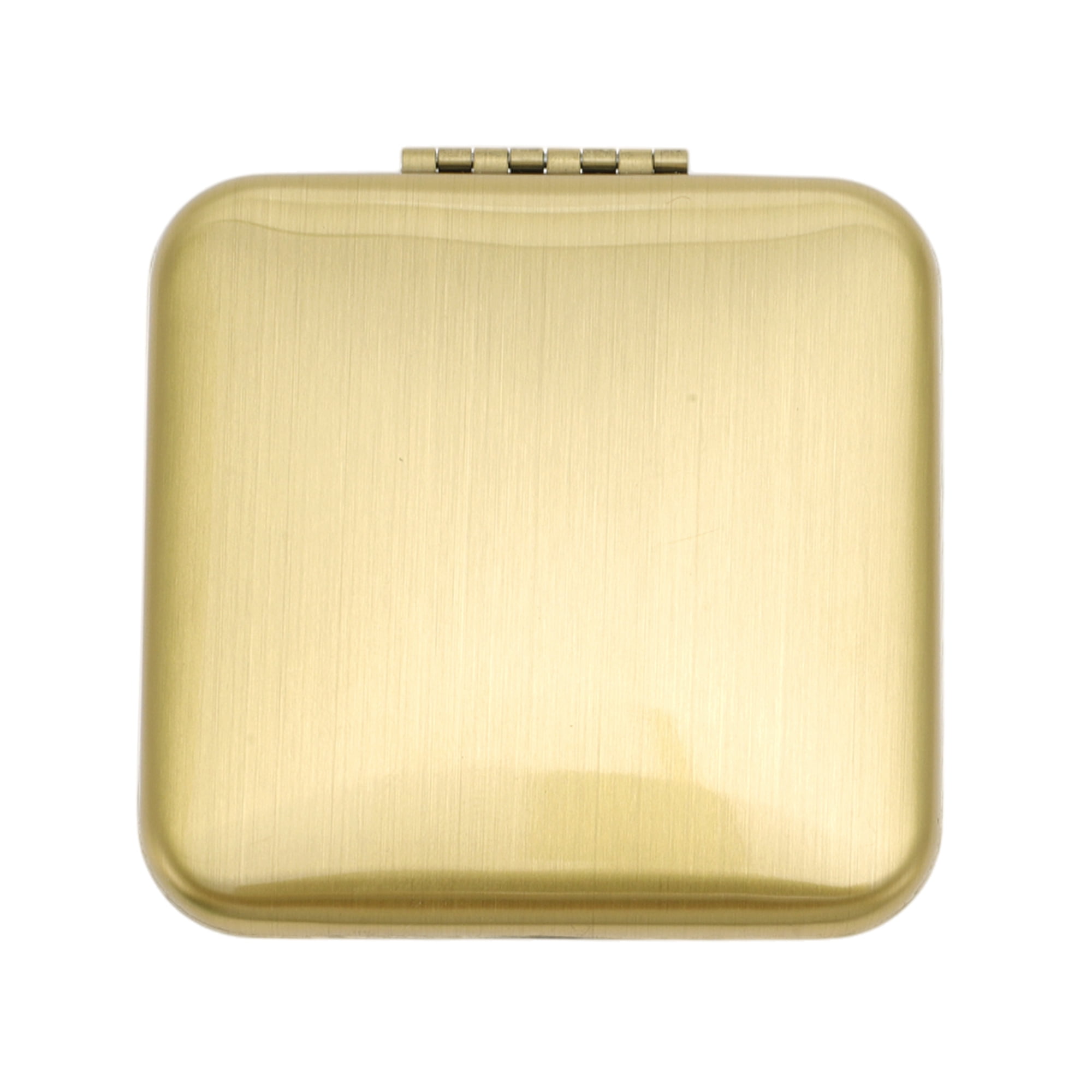 Unique Bargains 1 Pc Women Large Square Folding Makeup Mirror for Travel Gold Tone
