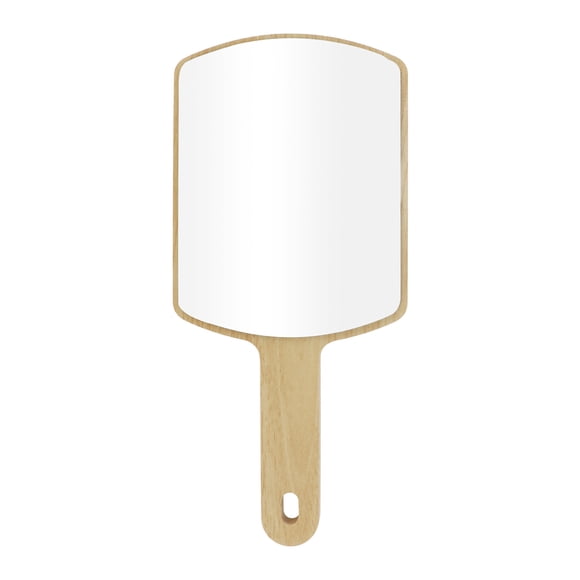 Unique Bargains 1 Pc Women Large Square Handheld Mirror for Beauty Parlor Wood Color