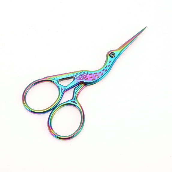 Unique Bargains 1 Pc Women Little Crane Scissors Grooming Scissors For Beauty Parlor Stainless Steel Assorted Color