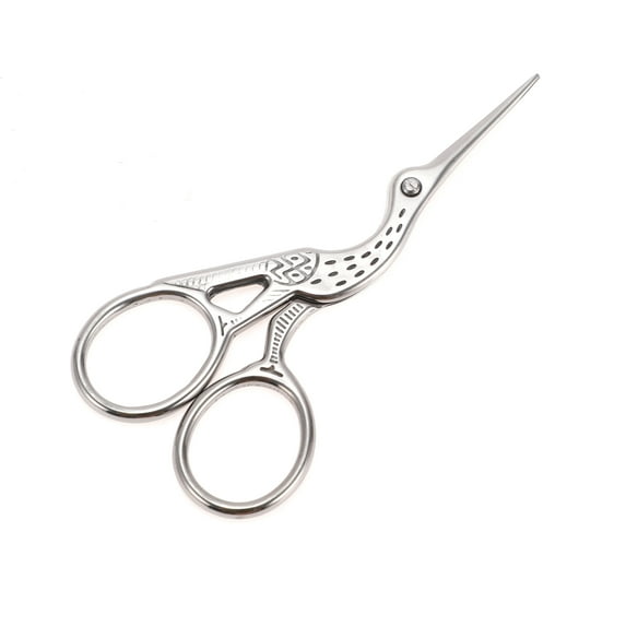 Unique Bargains 1 Pc Women Little Crane Scissors Grooming Scissors For Beauty Parlor Stainless Steel Silver Tone