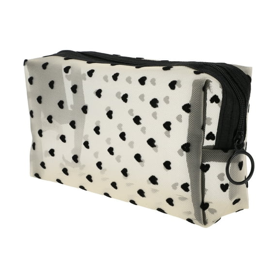 Unique Bargains 1 Pc Women Medium Mesh Octagonal Cosmetic Bag for Outdoor Activities Beige Nylon