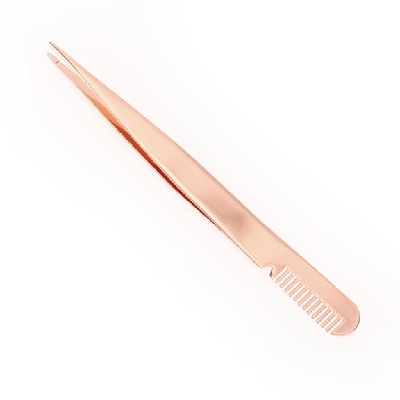 Unique Bargains 1 Pc Women Pointed Eyelash Extension Tweezers for Beauty Parlor Rose Gold Tone Stainless Steel