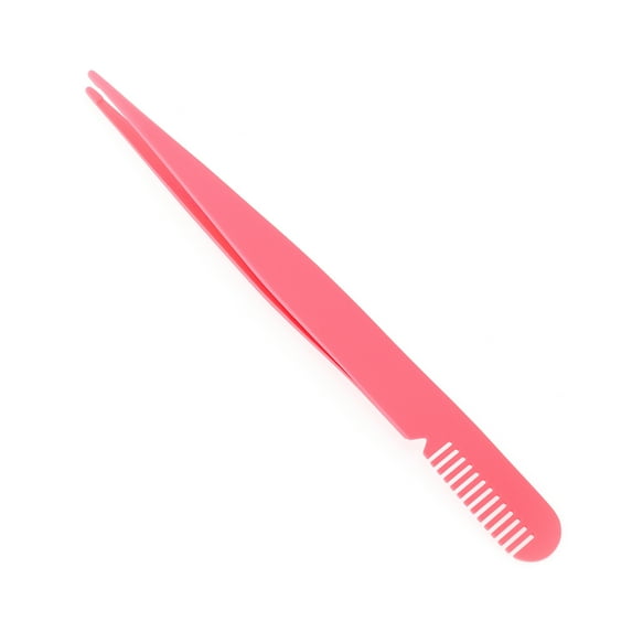Unique Bargains 1 Pc Women Pointed Eyelash Extension Tweezers for Beauty Parlor Rose Red Stainless Steel