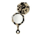 thumbnail image 1 of Unique Bargains 1 Pc Women Polygon Handheld Makeup Mirror for Beauty Parlor Vacation Black Beige Acetate Glass Mirror, 1 of 2