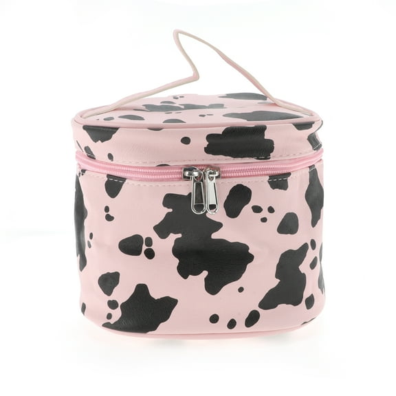 Unique Bargains 1 Pc Women Portable High Bucket Makeup Bag for Travel Vacation Pink PU