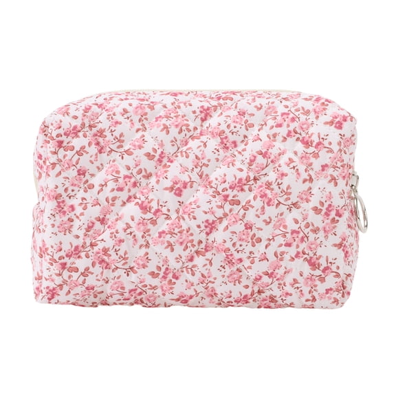 Unique Bargains 1 Pc Women Portable Little Flower Pattern Makeup Bag Light Pink