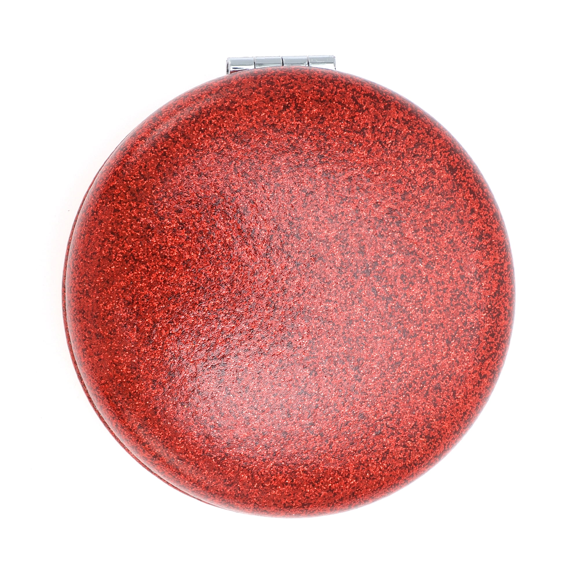 Unique Bargains 1 Pc Women Portable Round Makeup Mirror for Travel Vacation Red