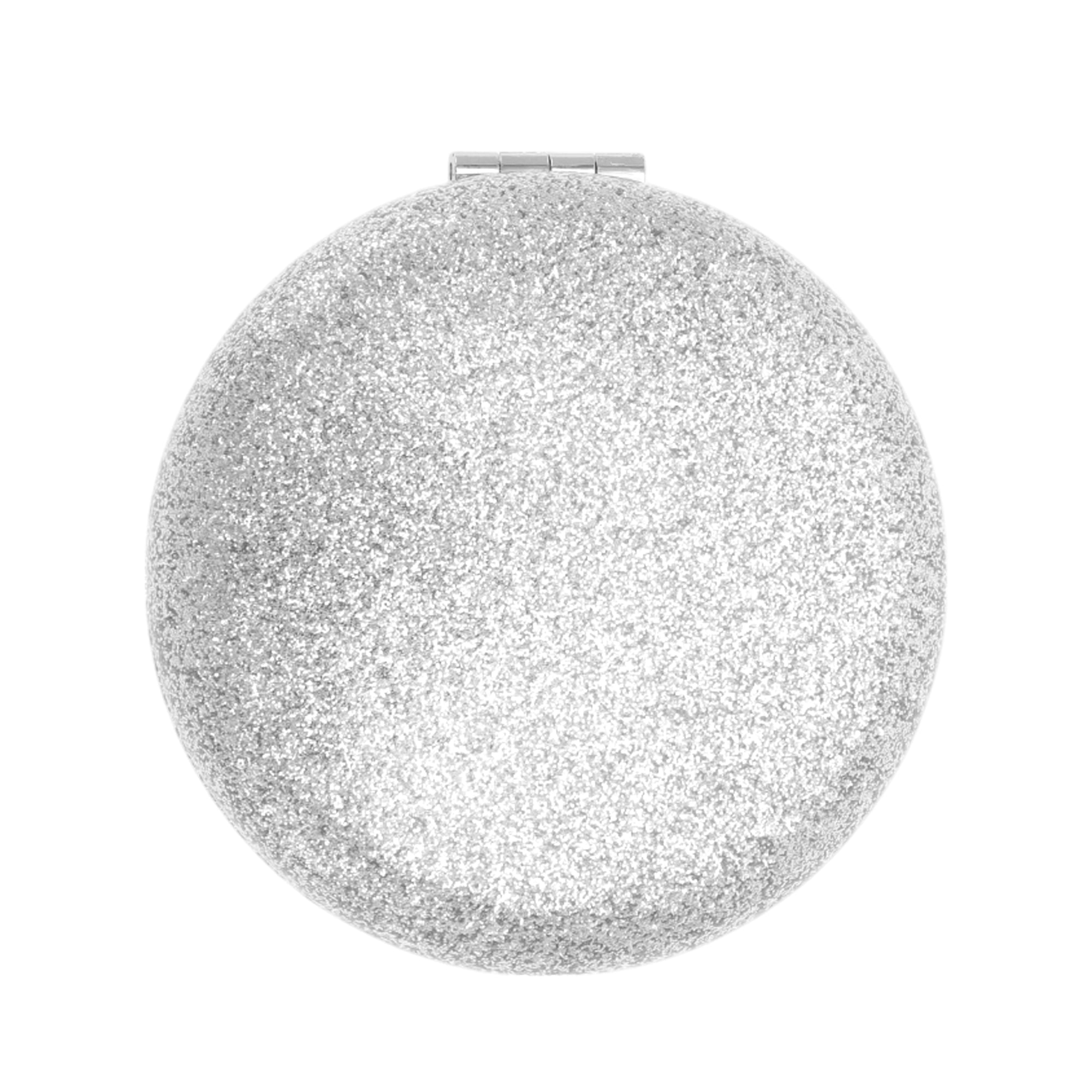 Unique Bargains 1 Pc Women Portable Round Makeup Mirror for Travel Vacation Silver Tone