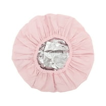 Unique Bargains 1 Pc Women Portable Shower Cap for Bathroom Hotel Vacation Business Travel Pink Satin EVA