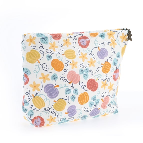 Unique Bargains 1 Pc Women Pumpkin Large Cosmetic Bag for Outdoor Activities Assorted Color Cotton